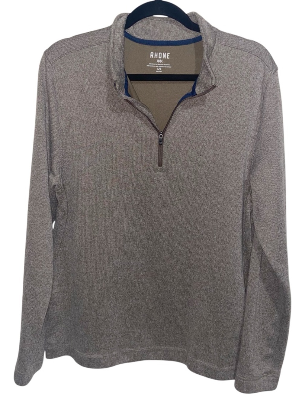 Rhone Sweater Mens Large Commuter Pullover 1/4 Zip Long Sleeve Brown Outdoor